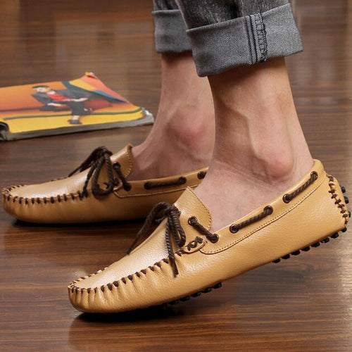 Load image into Gallery viewer, Luxury Genuine Leather Soft Slip On Moccasins Loafers-men-wanahavit-yellow loafers-6-wanahavit
