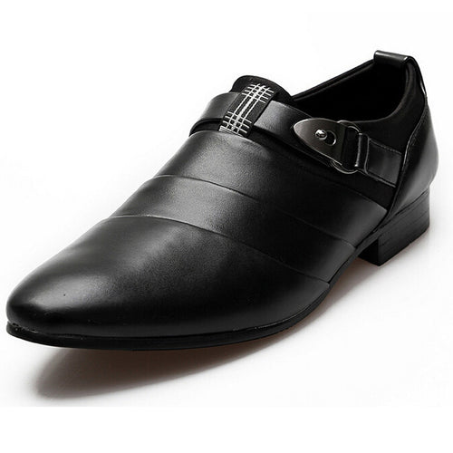 Load image into Gallery viewer, British Style Pointed Toe Oxfords Leather Slip On Shoe-men-wanahavit-black-6.5-wanahavit
