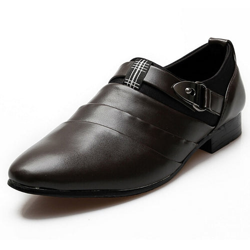 Load image into Gallery viewer, British Style Pointed Toe Oxfords Leather Slip On Shoe-men-wanahavit-brown-7-wanahavit
