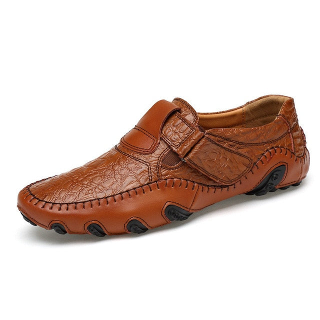 Genuine Leather Driving Moccasins Strapped Shoes-men-wanahavit-Brown-6-wanahavit