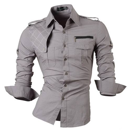 Load image into Gallery viewer, Patchwork Casual Slim Fit Long Sleeve Shirt #8371-men-wanahavit-Gray-S-wanahavit
