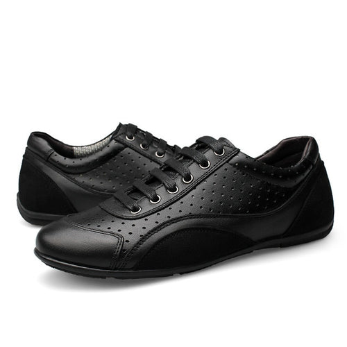 Load image into Gallery viewer, Genuine Leather High Quality Trendy Lace Up Shoes-men-wanahavit-Black Shoes Holes-5-wanahavit

