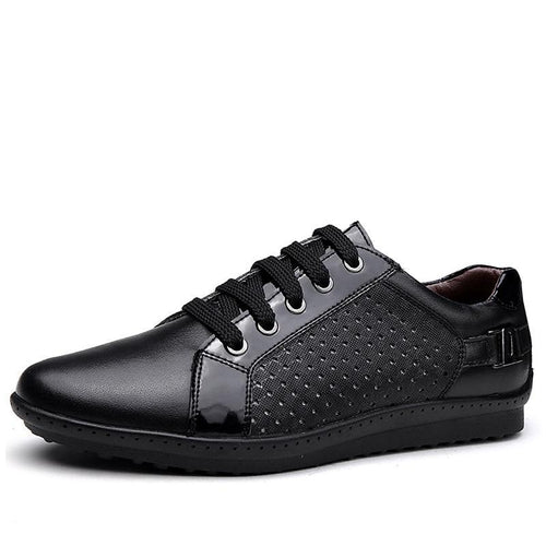 Load image into Gallery viewer, Luxury Breathable Holes Genuine Leather Flat Shoes-men-wanahavit-black-5.5-wanahavit
