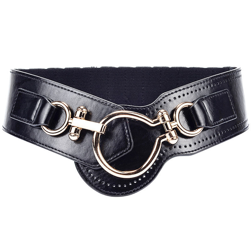 Designer Cummerbund Wide Strap Big Buckle Belt-women-wanahavit-CMYF03 Black-One Size-wanahavit
