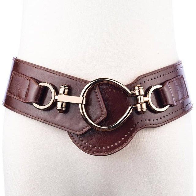Designer Cummerbund Wide Strap Big Buckle Belt-women-wanahavit-CMYF03 Coffee-One Size-wanahavit