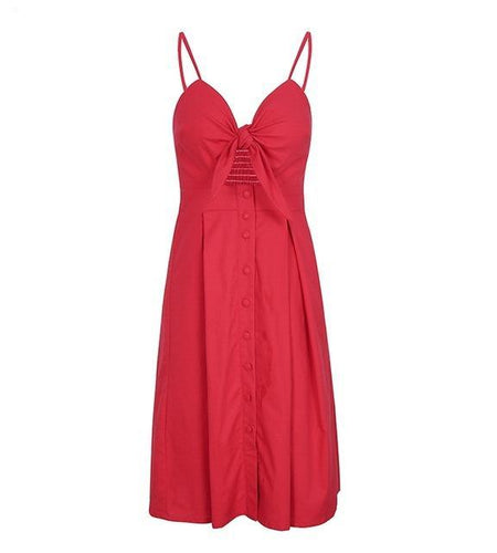 Hollow Out Bow Knot Backless Midi Dress-women-wanahavit-Red-S-wanahavit