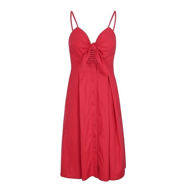 Hollow Out Bow Knot Backless Midi Dress-women-wanahavit-Red-S-wanahavit