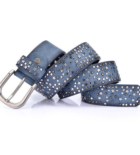 Punk Rock Style Metal Buckle Rivet Belts-women-wanahavit-CM18 Black-95CM-wanahavit