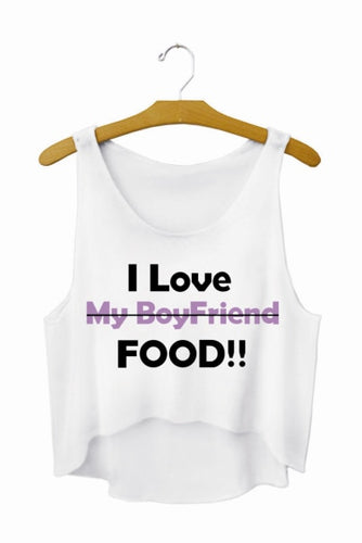 Load image into Gallery viewer, Funny I Love Food Print Crop Top Sleeveless Shirt-women-wanahavit-i love food-One Size-wanahavit
