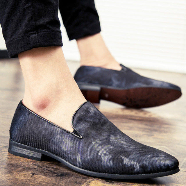 Splash Print Elegant Slip On PU Leather Shoes-men-wanahavit-Blue Loafers-6-wanahavit