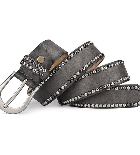Designer Punk Luxury Vintage Leather Belt-women-wanahavit-CM011 Gray-95CM-wanahavit