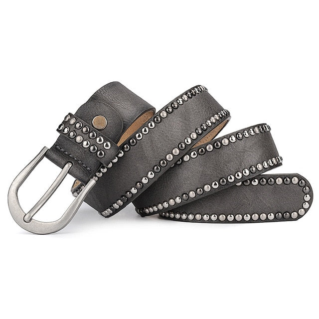 Designer Punk Luxury Vintage Leather Belt-women-wanahavit-CM011 Gray-95CM-wanahavit