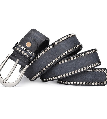 Designer Punk Luxury Vintage Leather Belt-women-wanahavit-CM011 Navy Blue-95CM-wanahavit
