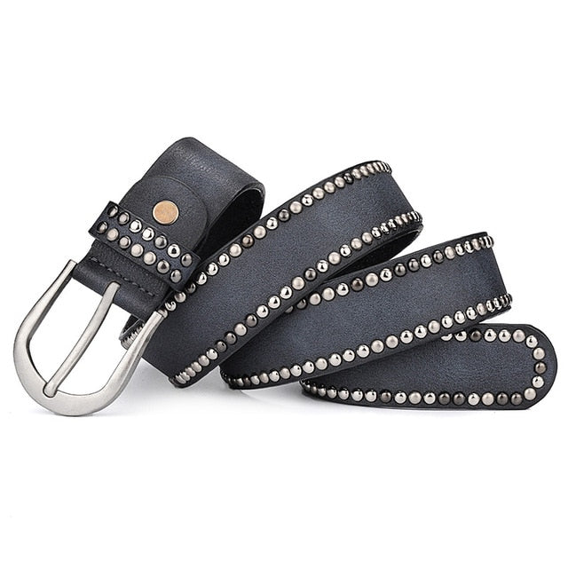 Designer Punk Luxury Vintage Leather Belt-women-wanahavit-CM011 Navy Blue-95CM-wanahavit