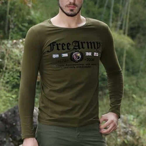 Load image into Gallery viewer, Army Academy Printed Slim Cotton Long Sleeve Shirt-men-wanahavit-army green-M-wanahavit
