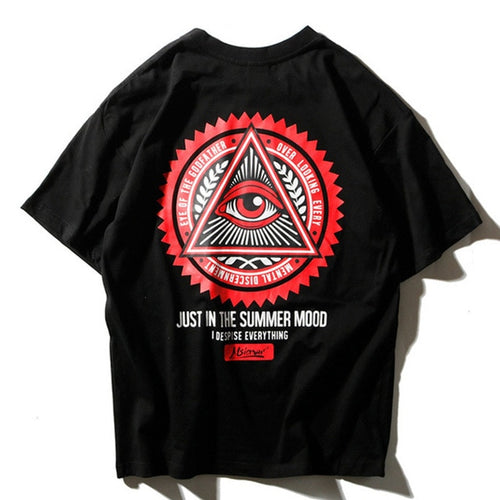 Load image into Gallery viewer, Illuminati Printed Hip Hop Streetwear Loose Tees-unisex-wanahavit-Black-Asian M-wanahavit
