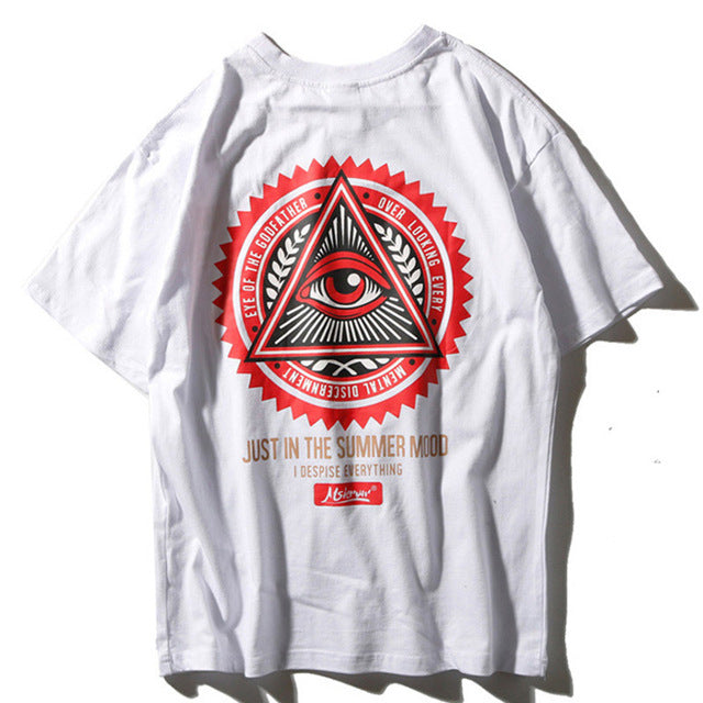 Illuminati Printed Hip Hop Streetwear Loose Tees-unisex-wanahavit-White-Asian M-wanahavit