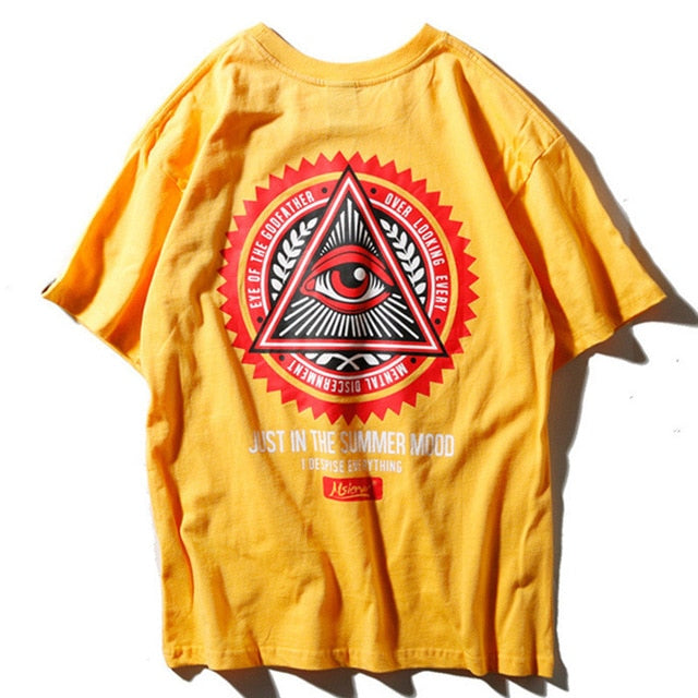 Illuminati Printed Hip Hop Streetwear Loose Tees-unisex-wanahavit-Yellow-Asian M-wanahavit