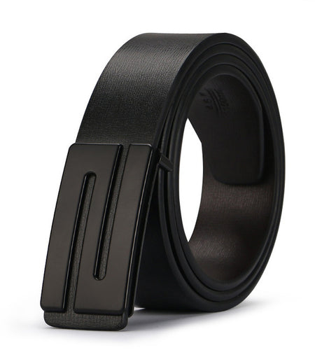 Cow Genuine Leather Smooth Buckle Belts-men-wanahavit-Black PHS-100cm-wanahavit