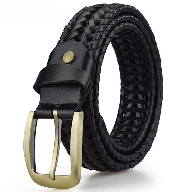 Hand Braided Luxury Genuine Leather Belt-men-wanahavit-BZ Man Black-95CM-wanahavit