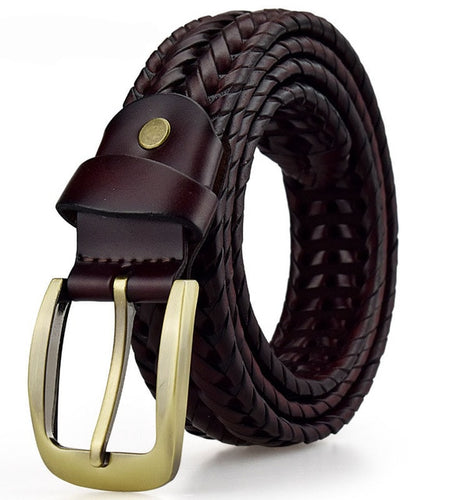 Hand Braided Luxury Genuine Leather Belt-men-wanahavit-BZ Man Red wine-95CM-wanahavit