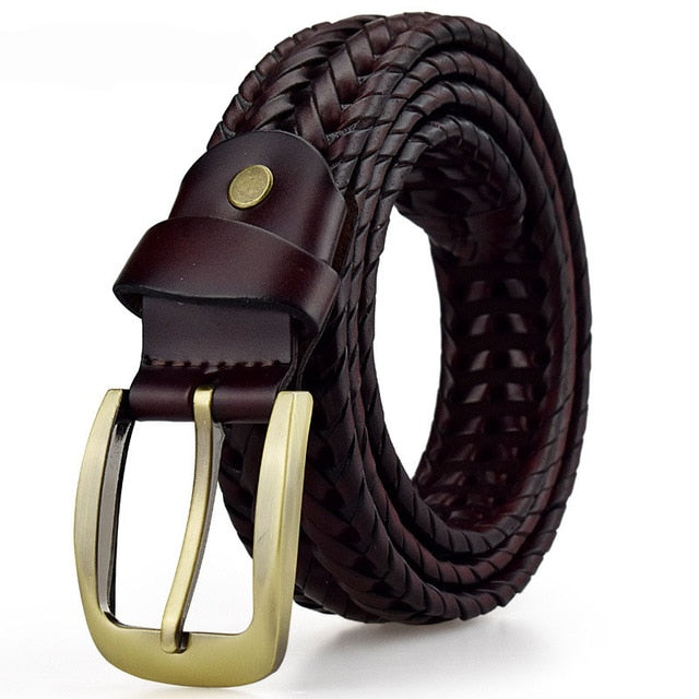 Hand Braided Luxury Genuine Leather Belt-men-wanahavit-BZ Man Red wine-95CM-wanahavit