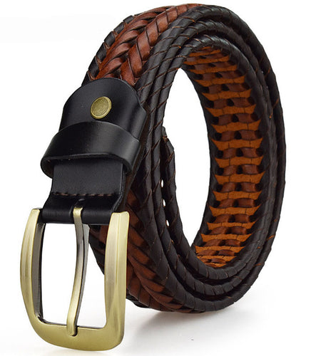 Hand Braided Luxury Genuine Leather Belt-men-wanahavit-BZ Man Double Color-95CM-wanahavit