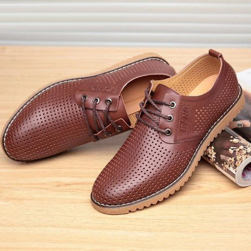 Load image into Gallery viewer, Leather Summer Breathable Soft Flat Casual Shoes-men-wanahavit-Brown Casual Shoes-6-wanahavit
