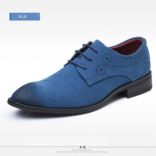 Load image into Gallery viewer, Classic Retro Brogue Oxfords Suede Leather Shoes-men-wanahavit-Blue Casual Shoes-6-wanahavit
