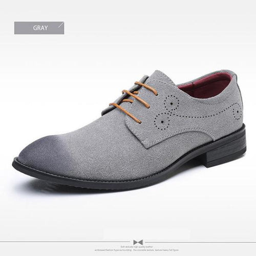 Load image into Gallery viewer, Classic Retro Brogue Oxfords Suede Leather Shoes-men-wanahavit-Grey Casual Shoes-6-wanahavit
