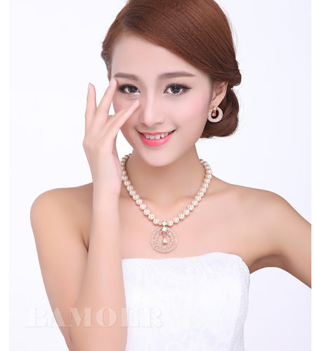 Luxury Pearl Gold Color Zircon Crystal Jewelry Set-women-wanahavit-wanahavit