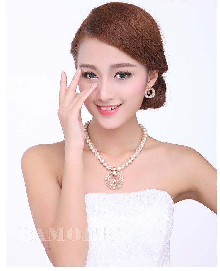 Luxury Pearl Gold Color Zircon Crystal Jewelry Set-women-wanahavit-wanahavit