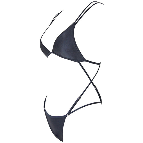 Load image into Gallery viewer, Bather High Cut String Crisscross Tie Monokini-women fitness-wanahavit-Black-L-wanahavit
