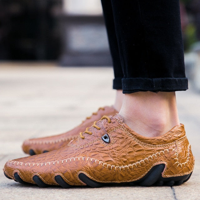 Luxury Genuine Leather Casual Flat Alligator Style Shoes-men-wanahavit-Lace Up Brown-6-wanahavit