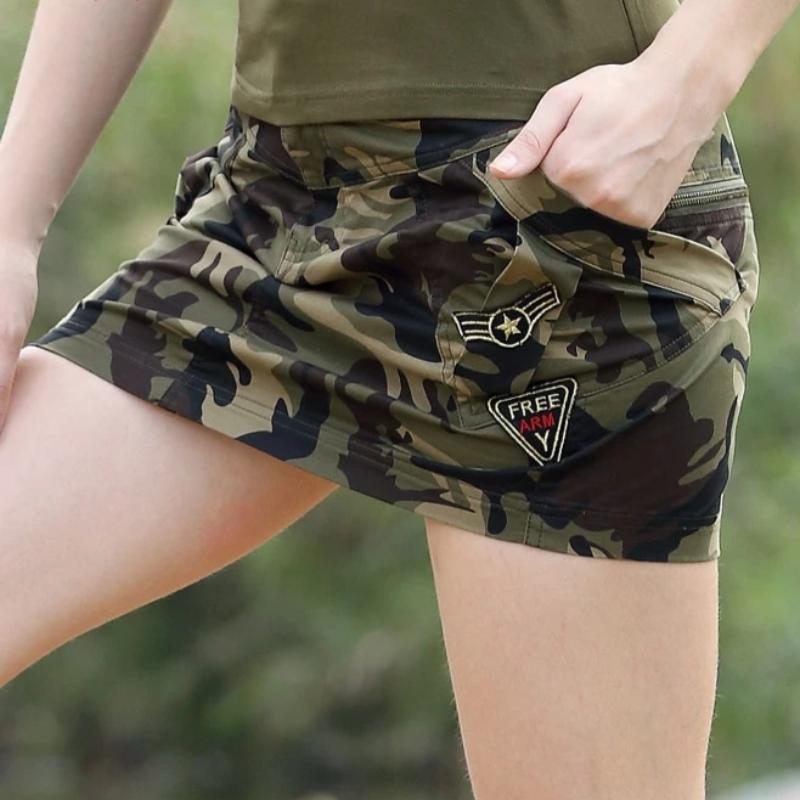 Military Camouflage Design Mid Waist Summer Skirt-women-wanahavit-Camouflage-S-wanahavit