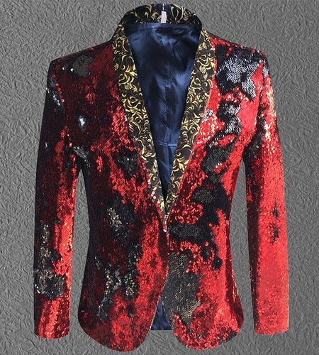 Fancy Sequin Singer Stage Costume Blazer-men-wanahavit-gold red-S-wanahavit