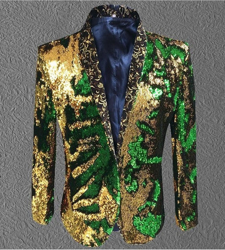 Fancy Sequin Singer Stage Costume Blazer-men-wanahavit-gold green-S-wanahavit