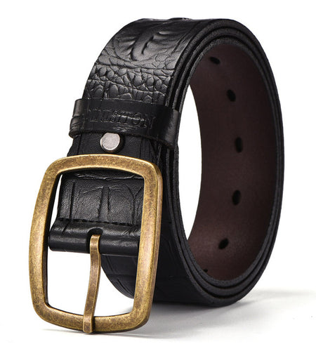 Vintage West Fashion Designer Crocodile Texture Leather Belt-men-wanahavit-ERF Black-100cm-wanahavit