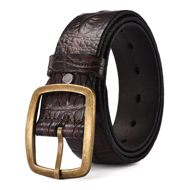 Vintage West Fashion Designer Crocodile Texture Leather Belt-men-wanahavit-ERF Coffee-100cm-wanahavit