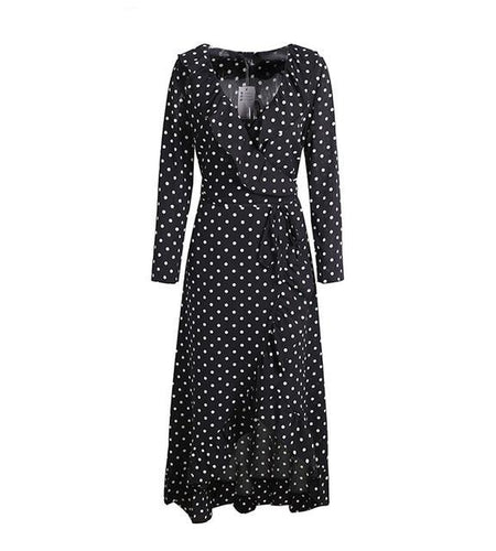 Polka Dot Ruffle Wrap Long Maxi Dress-women-wanahavit-Dot 1-S-wanahavit