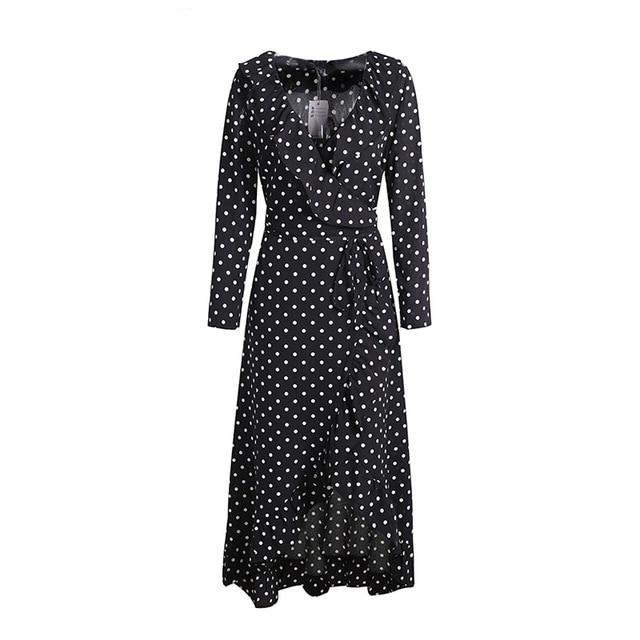 Polka Dot Ruffle Wrap Long Maxi Dress-women-wanahavit-Dot 1-S-wanahavit