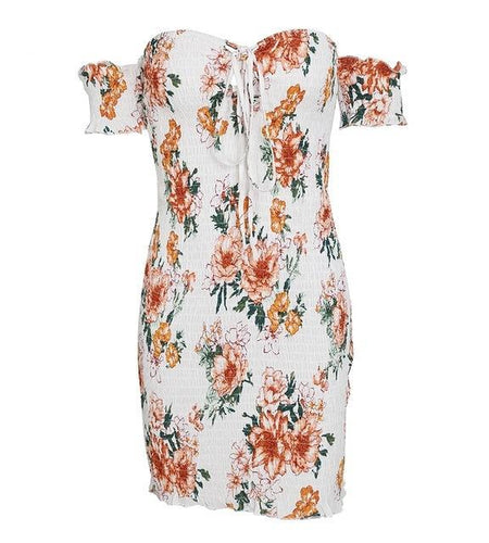 Off Shoulder Lace Up Bodycon Summer Floral Printed Dress-women-wanahavit-Print2-S-wanahavit