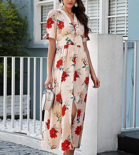 Floral Print Summer Knotted Boho Long Maxi Dress-women-wanahavit-Print2-S-wanahavit