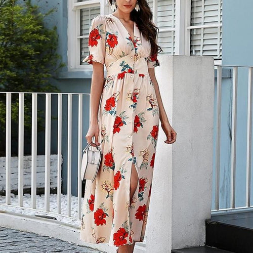 Load image into Gallery viewer, Floral Print Summer Knotted Boho Long Maxi Dress-women-wanahavit-Print2-S-wanahavit
