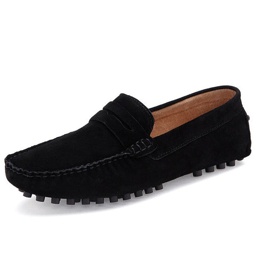 Load image into Gallery viewer, Suede Genuine Leather Fashion Soft Loafers Moccasin Shoe-men-wanahavit-Black Loafers-38-wanahavit
