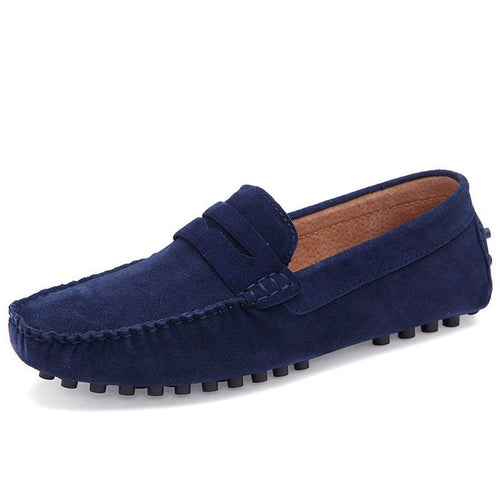 Load image into Gallery viewer, Suede Genuine Leather Fashion Soft Loafers Moccasin Shoe-men-wanahavit-Blue Loafers-46-wanahavit
