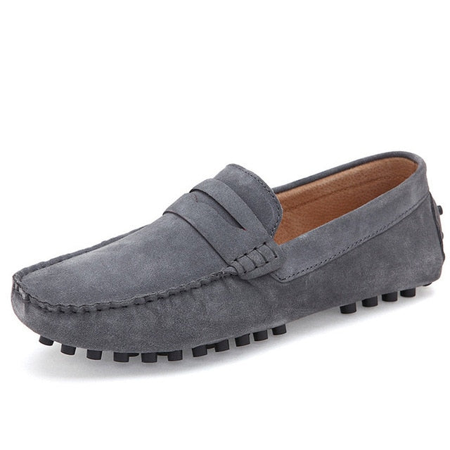 Suede Genuine Leather Fashion Soft Loafers Moccasin Shoe-men-wanahavit-Grey Loafers-38-wanahavit