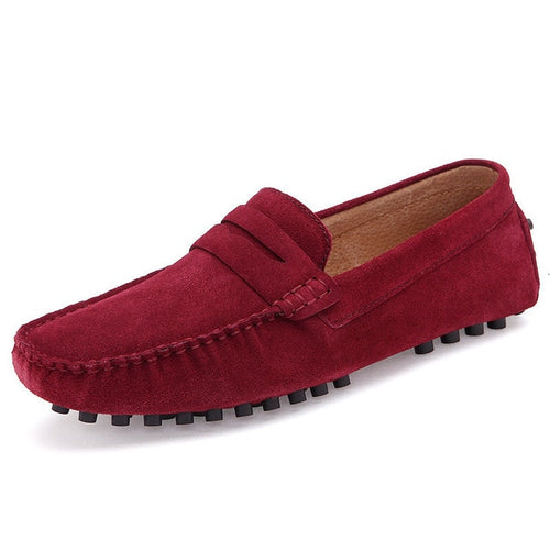 Load image into Gallery viewer, Suede Genuine Leather Fashion Soft Loafers Moccasin Shoe-men-wanahavit-Wine Red Loafers-38-wanahavit
