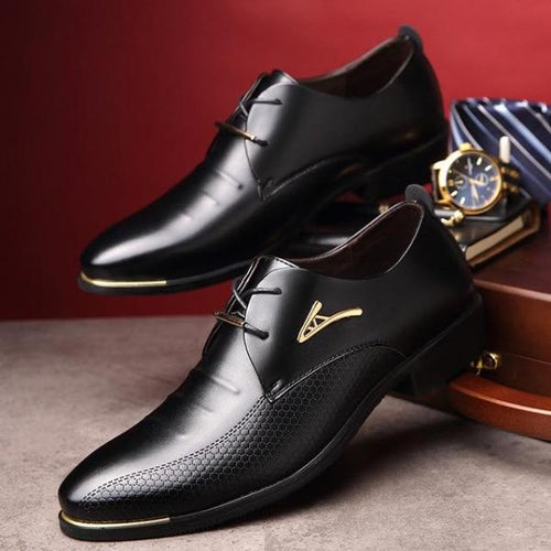 Load image into Gallery viewer, Luxury Fashion Pointed Toe Lace Up Business Shoes-men-wanahavit-Black Dress Shoes-5.5-wanahavit
