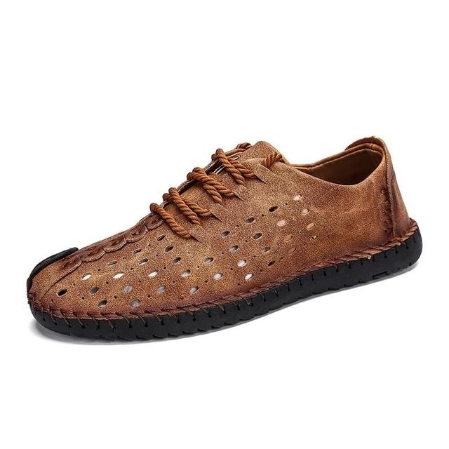 Summer Comfortable Quality Split Leather Moccasin Shoes-men-wanahavit-01 Yellow-6.5-wanahavit